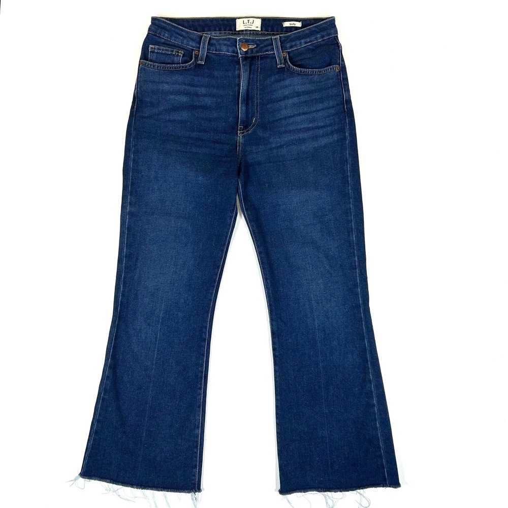 LTJ Letter to Juliet Sicily Flare Jeans Dark Wash Raw Hem Size 30 LP159